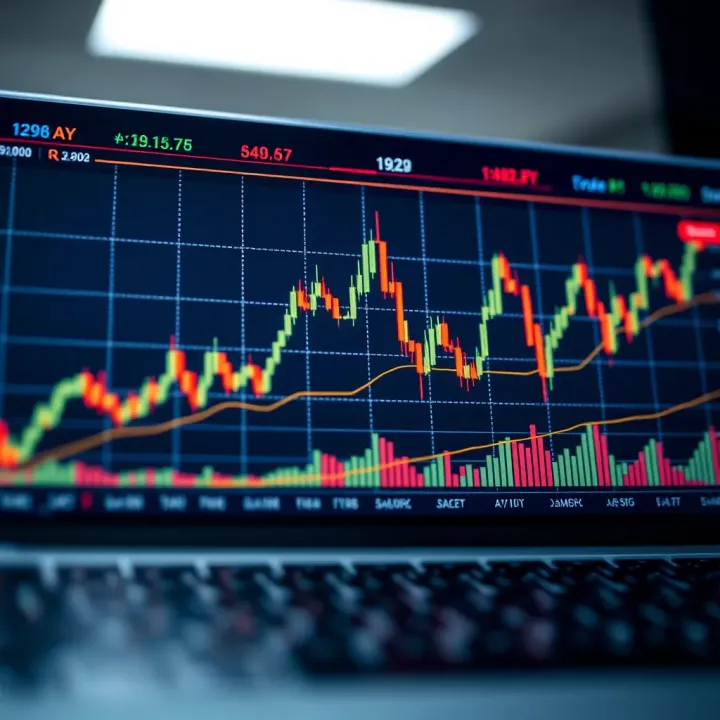 Graph depicting upward trend in currency trading with digital forex platform interface