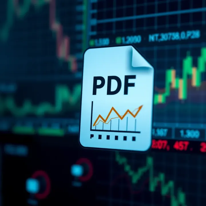 PDF document icon with financial charts and pattern illustrations for investor study