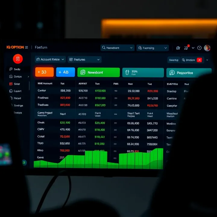 Dashboard overview of different account types and features available on IQ Option platform