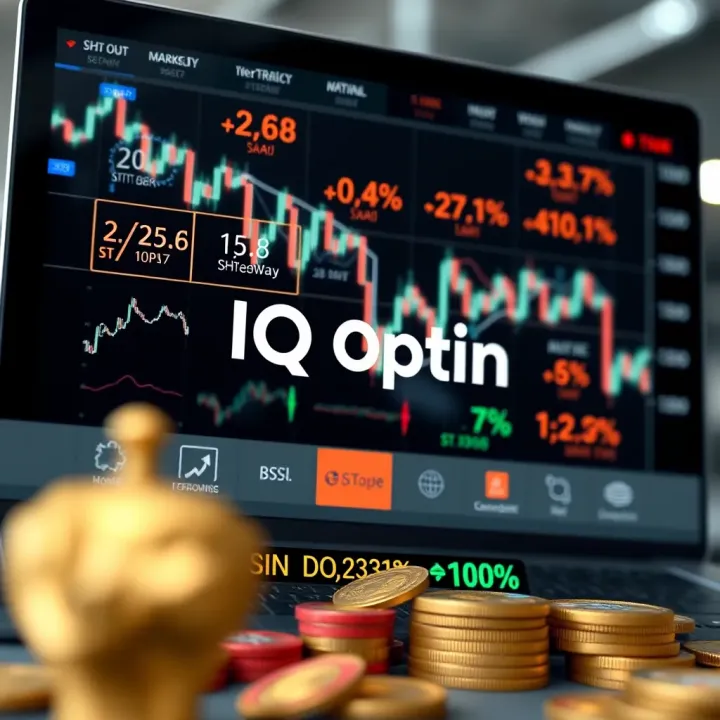Graphical representation of various financial assets available for trading on IQ Option