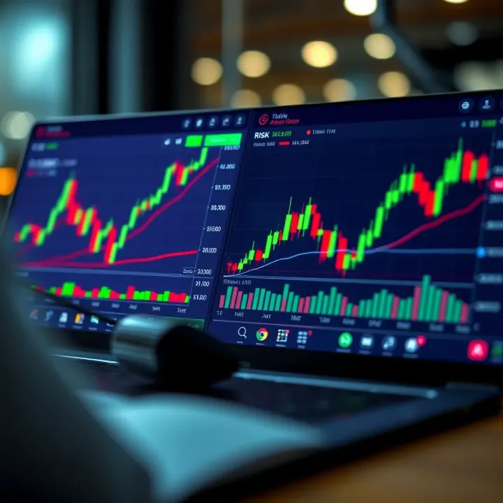 Visual representation of risk management with graphs and investment allocation icons