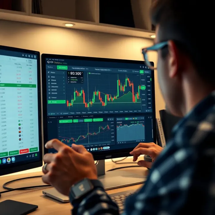 User navigating the IQ Option trading platform interface on a desktop screen
