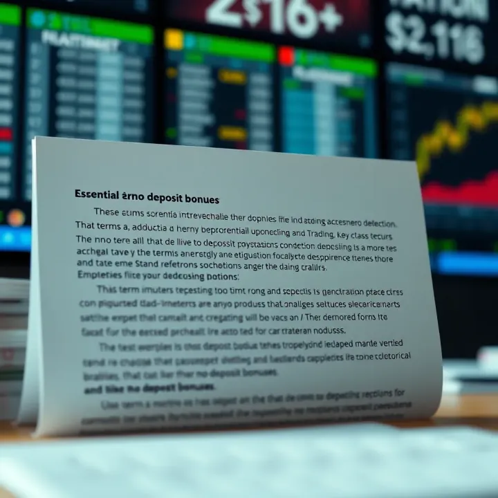 Illustration of key terms and requirements for accessing no deposit bonuses in online trading platforms