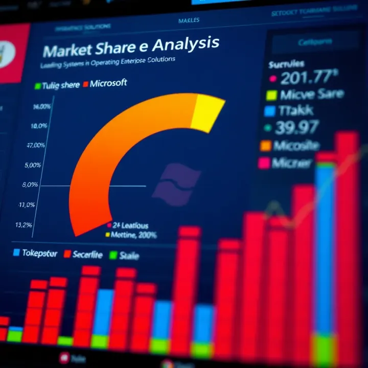 Market Share Analysis of Leading Technology Companies in Operating Systems and Enterprise Solutions Diagram showing the market share distribution among leading technology firms in operating systems and business solutions