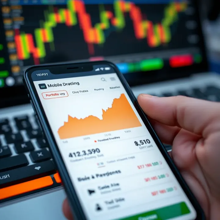 User interface of a mobile trading app showing portfolio overview and investment options