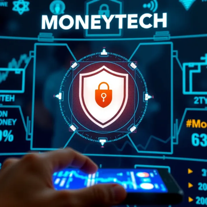Secure digital financial transaction interface with a shield symbol