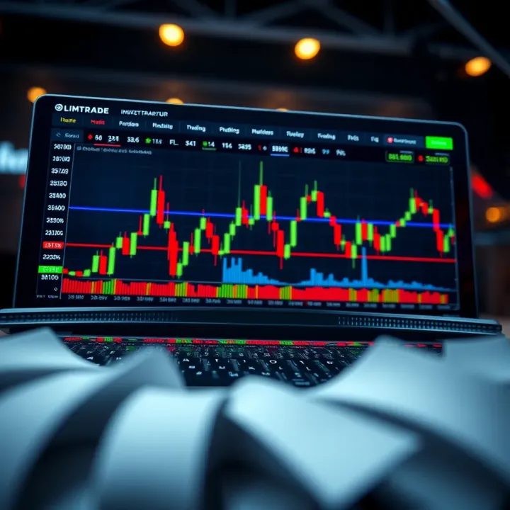 Digital trading platform interface showing market charts and financial data