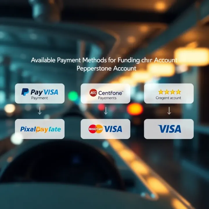Graphic depicting various payment options available for funding a trading account