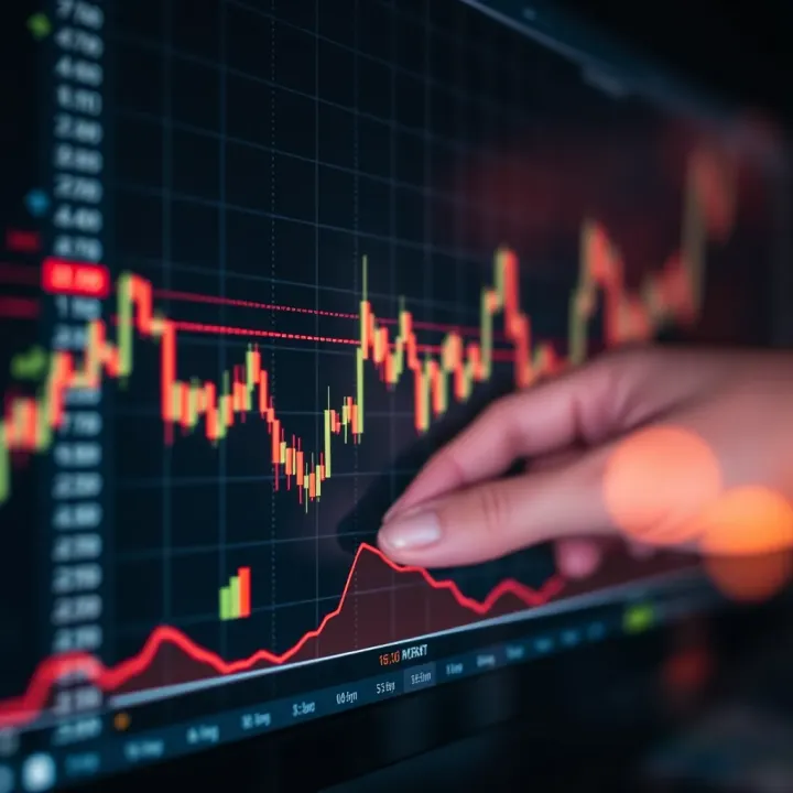 Line chart displaying stock price trends with trendlines and support resistance levels