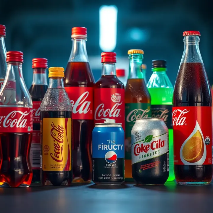 Product Variety Among Major Competitors in the Beverage Industry Visual representation of diverse beverage products from Coca-Cola competitors highlighting variety and innovation