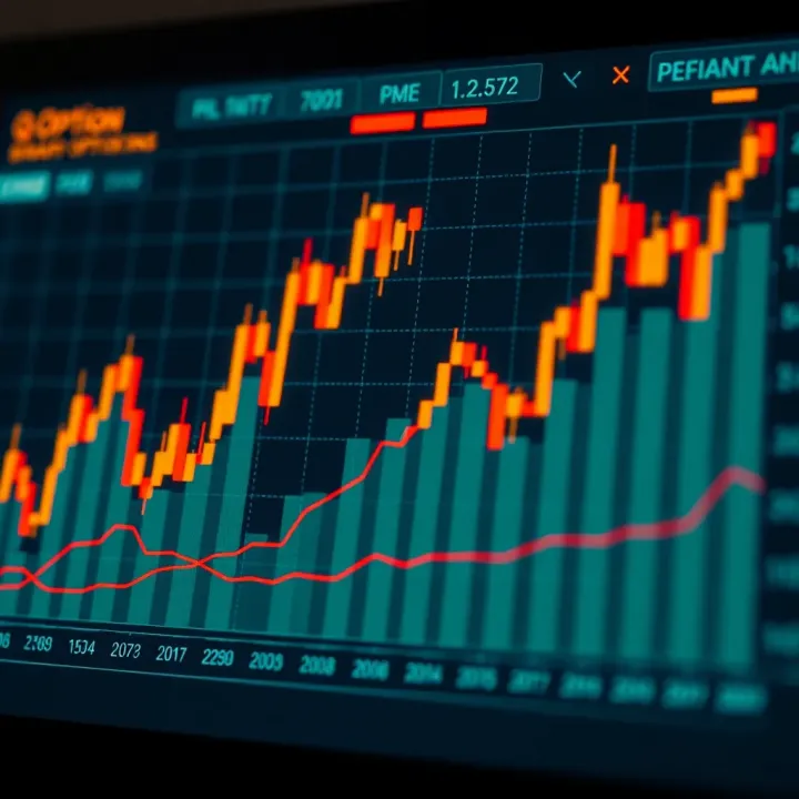 Graph displaying the performance trends of binary options on QOption platform