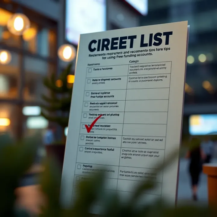 Checklist highlighting common requirements and safety tips for using free funding accounts