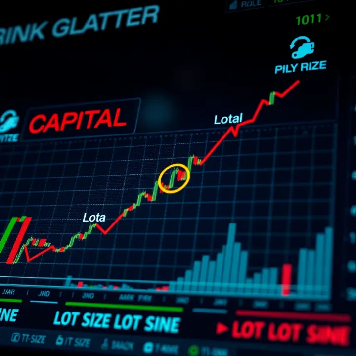 Graph illustrating risk management in trading with capital and lot size indicators