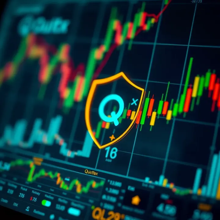 Secure digital transaction concept with shield icon and financial chart