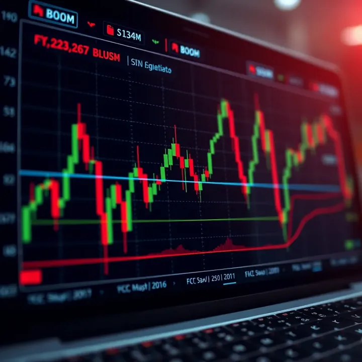 Graph showing the upward and downward trends of synthetic Crash and Boom indices in a trading platform