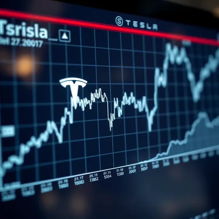 Graph showing Tesla stock price fluctuations over time