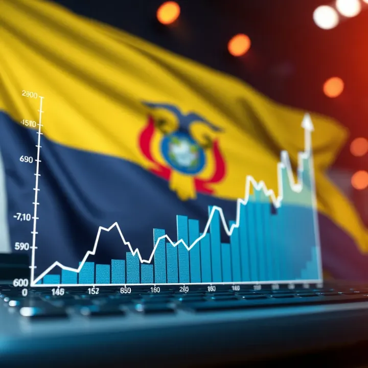 Graph depicting growth trends and market analysis with Colombian flag in background