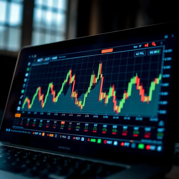 Graph of financial data analysis on a digital trading platform interface