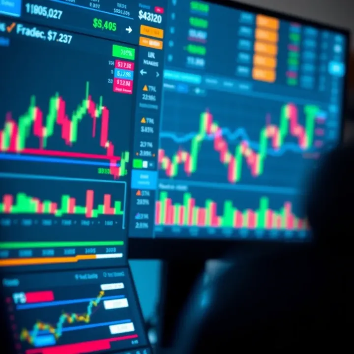 User interface showing trading charts and financial data on a computer screen